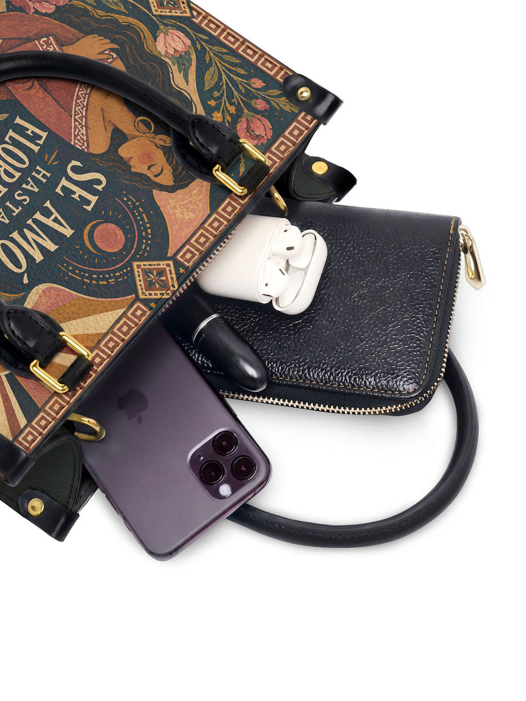 "Se amó hasta florecer" ver.1 Small Leather Handbag - interior | Paleta Bags