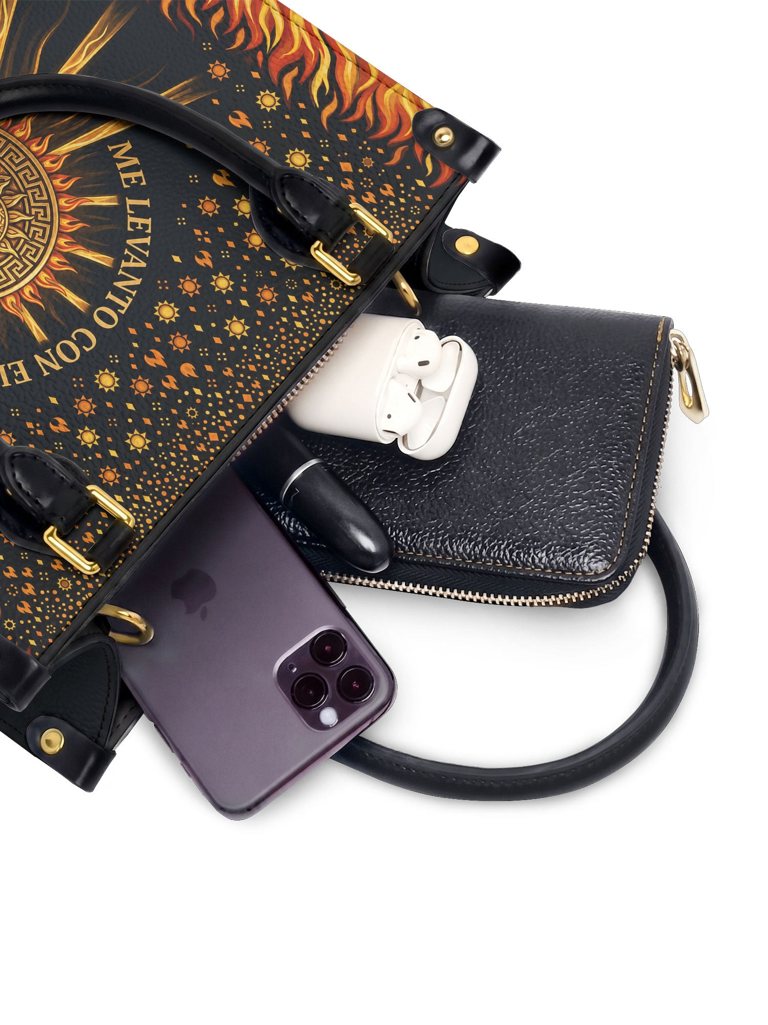 "Me levanto con el sol y llevo el fuego" ver.2 Small Leather Handbag - interior | Paleta Bags