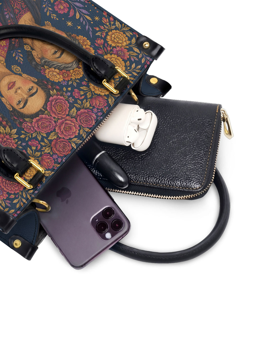 "Llevada por mujeres que inspiran" ver.2 Small Leather Handbag - interior | Paleta Bags