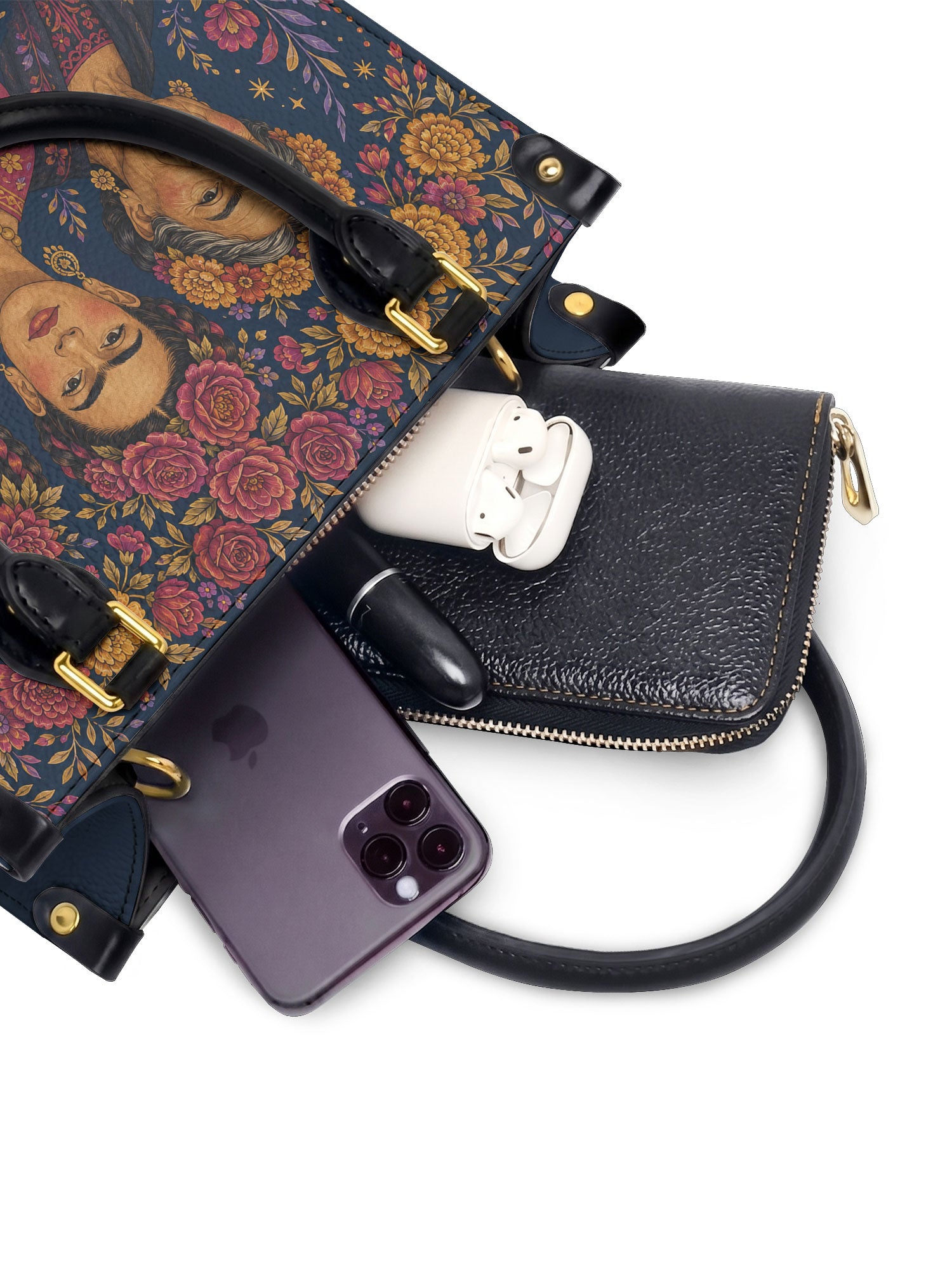 "Llevada por mujeres que inspiran" ver.2 Small Leather Handbag - interior | Paleta Bags