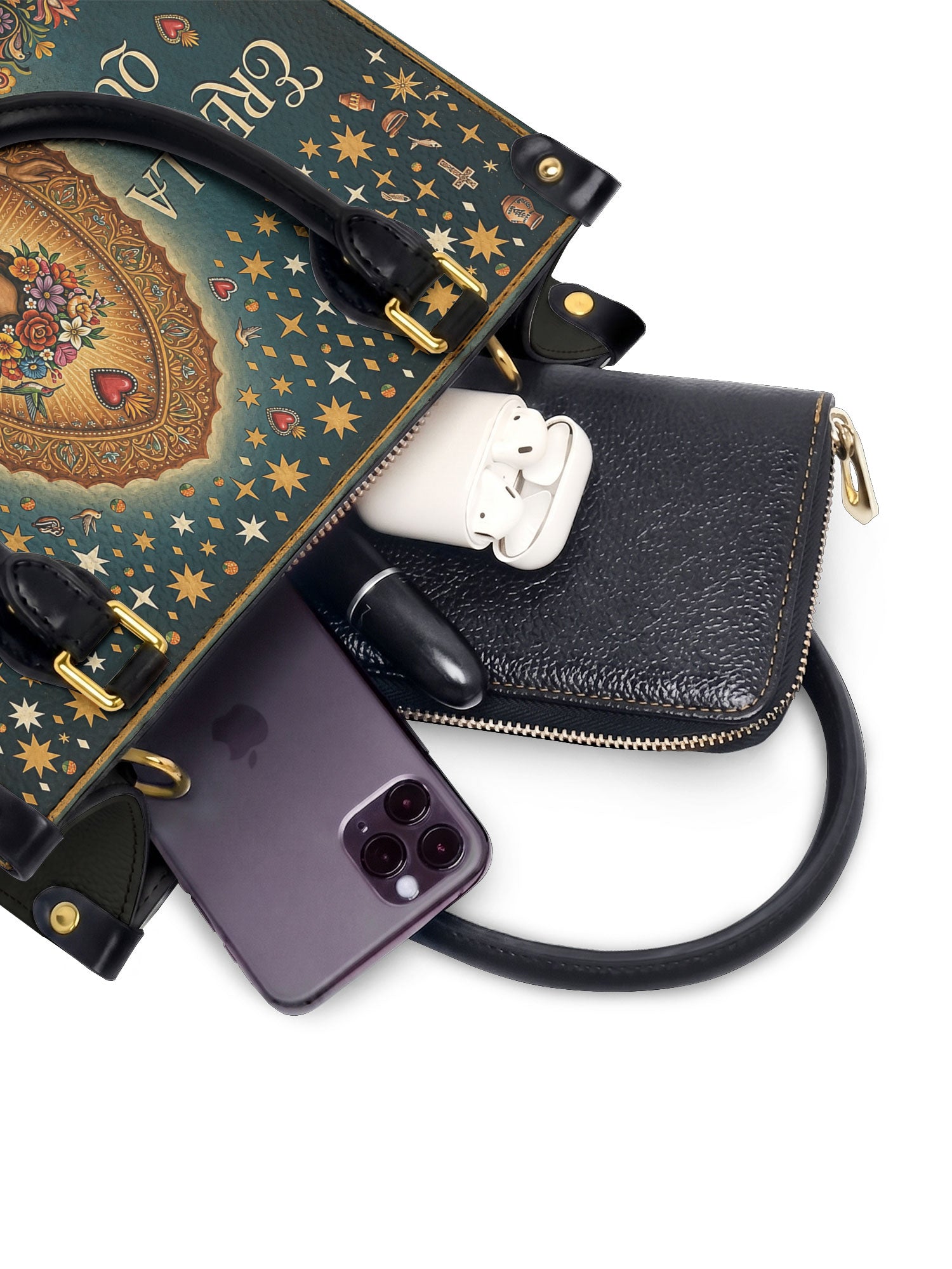 "Eres la mujer que alguna vez soñaste ser" ver.4 Small Leather Handbag - interior | Paleta Bags