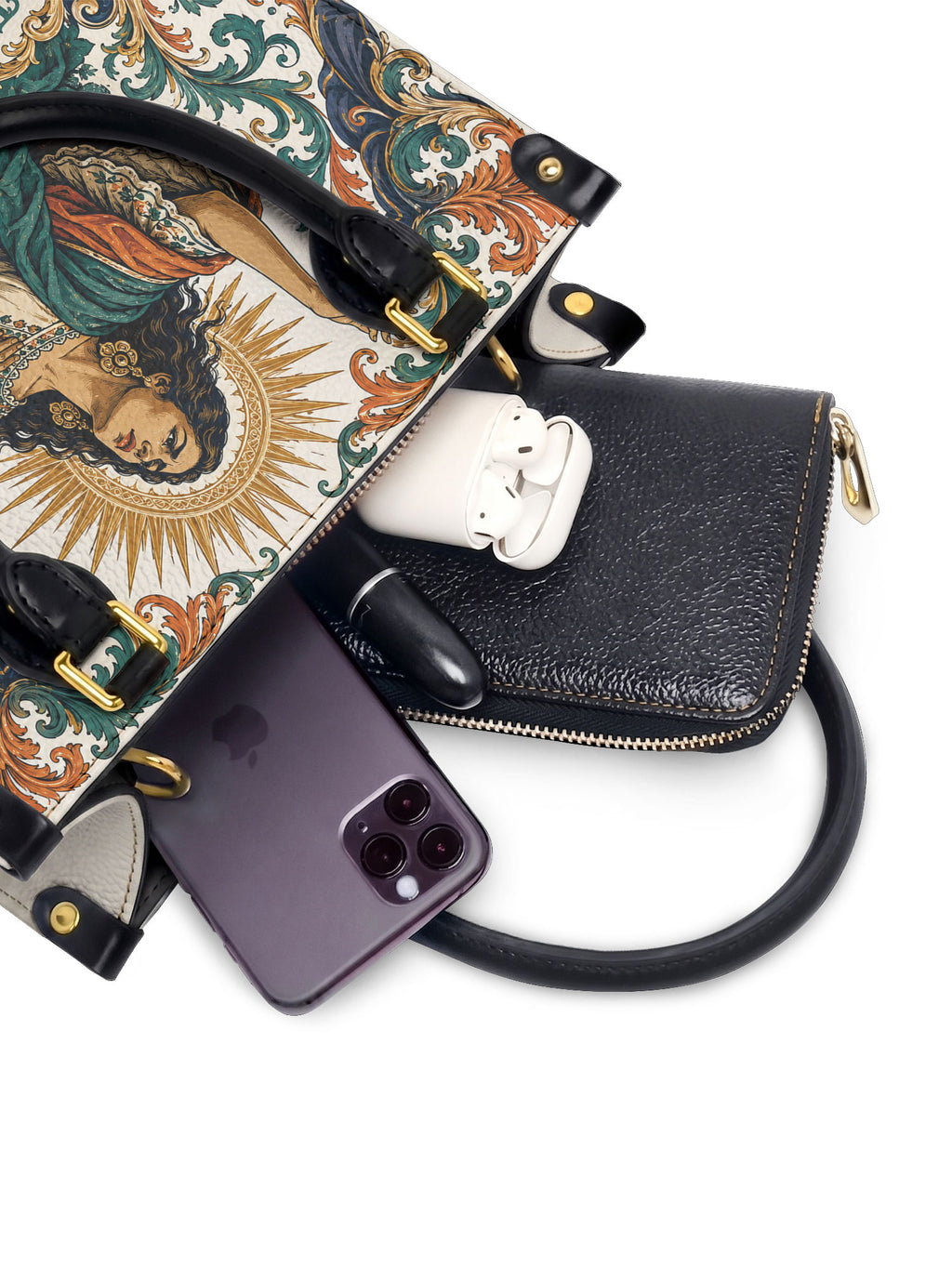 "El dolor me enseñó a ser fuerte" ver.5 Small Leather Handbag - interior | Paleta Bags