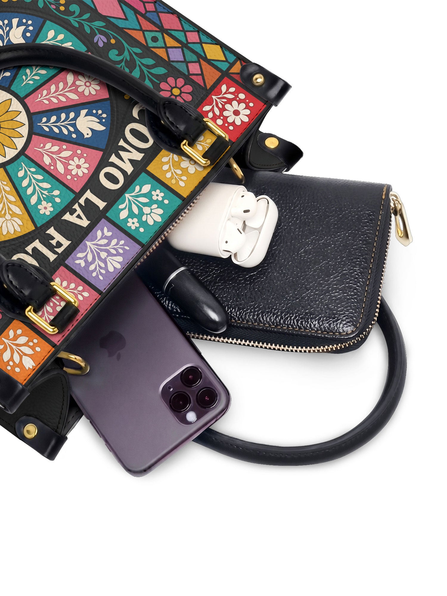 "Como la flor, regreso cada primavera" ver.2 Small Leather Handbag - interior | Paleta Bags