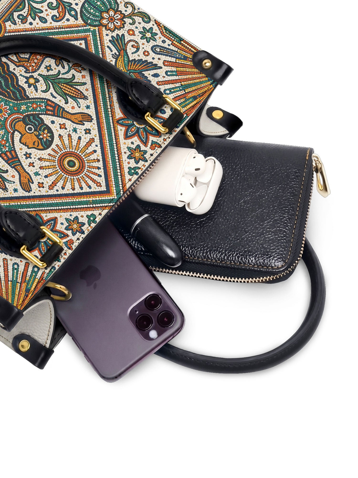"Me merezco todo lo bueno" ver.5 Small Leather Handbag - interior | Paleta Bags