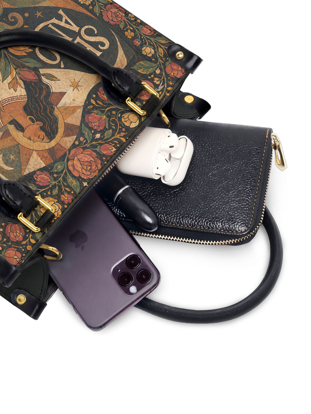 "Se amó hasta florecer" ver.2 Small Leather Handbag - interior | Paleta Bags