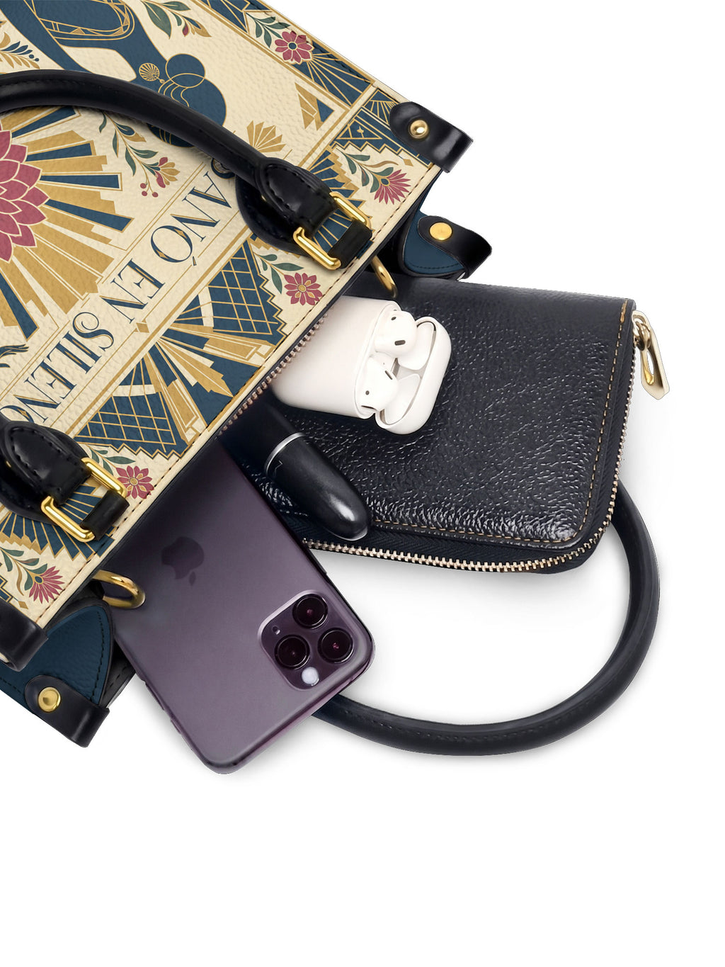 "Sanó en silencio, floreció con fuerza" ver.3 Small Leather Handbag - interior | Paleta Bags