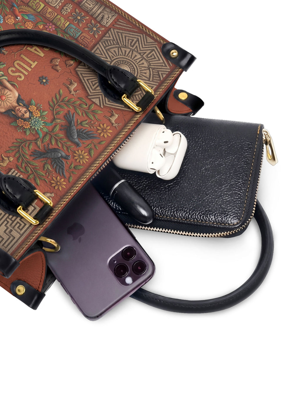 "Usa tus raíces con orgullo" ver.1 Small Leather Handbag - interior | Paleta Bags
