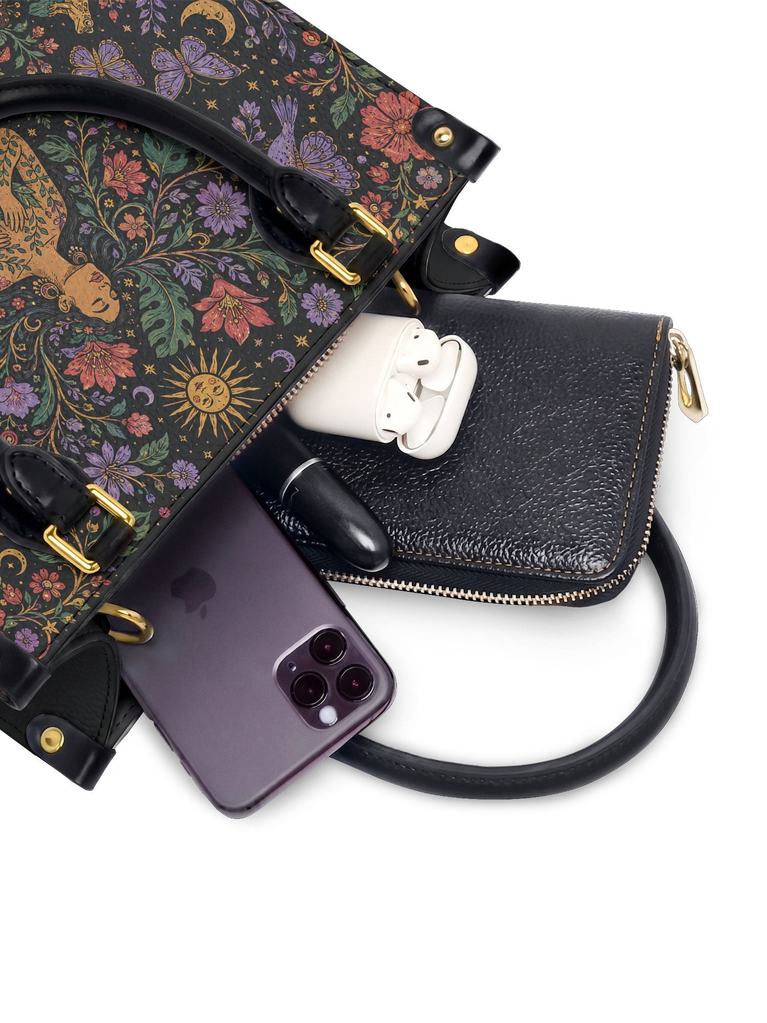 "Soy hija de la tierra" ver.3 Small Leather Handbag - interior | Paleta Bags