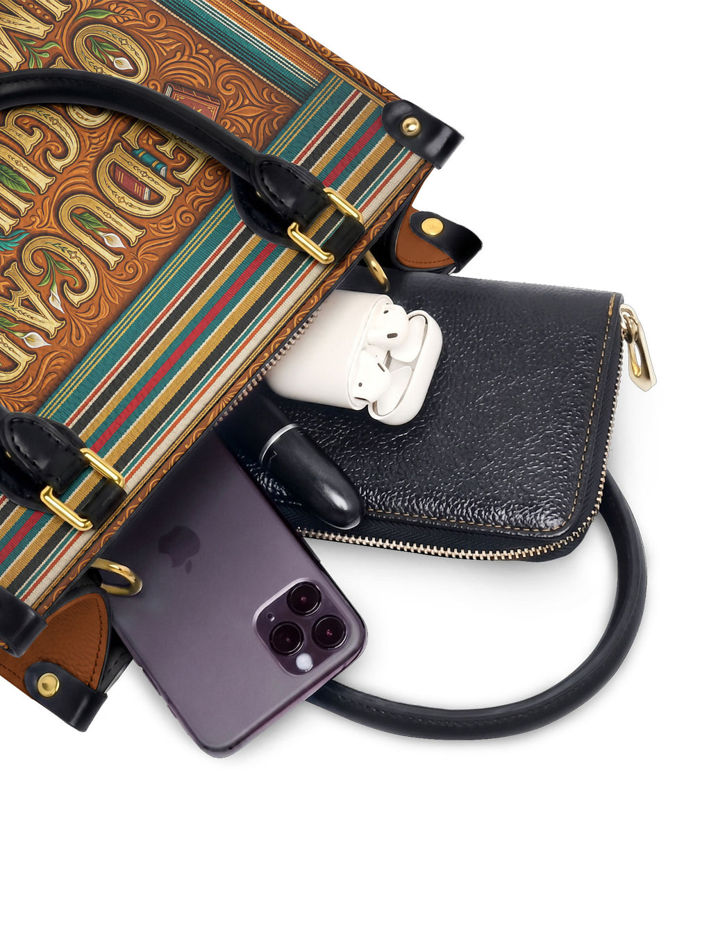 "Educada. Orgullosa. Imparable" ver.2 Small Leather Handbag - interior | Paleta Bags