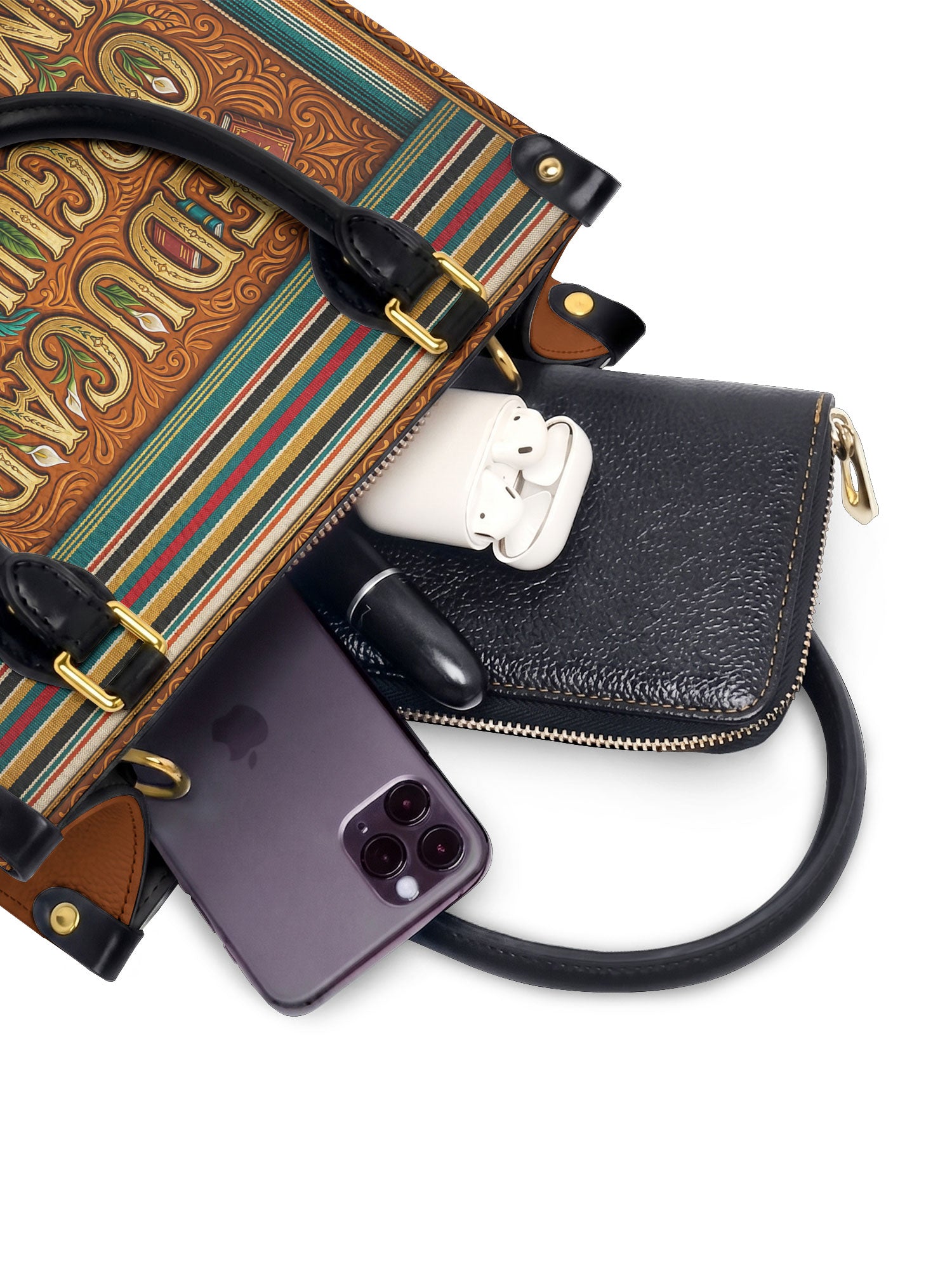 "Educada. Orgullosa. Imparable" ver.2 Small Leather Handbag - interior | Paleta Bags
