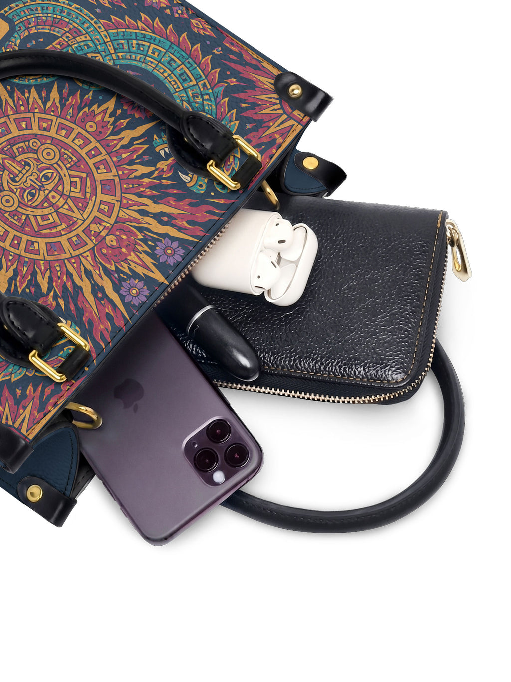 "Soy fuego que no se apaga" ver.3 Small Leather Handbag - interior | Paleta Bags