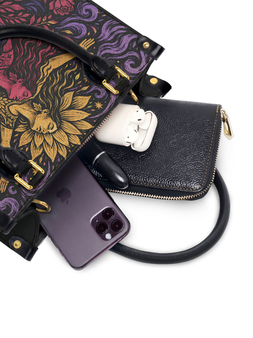 "Caí, me levanté, florecí" ver.4 Small Leather Handbag - interior | Paleta Bags