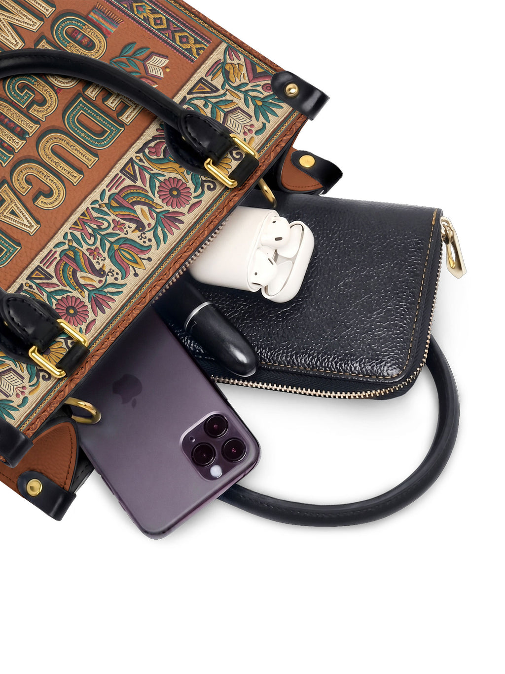 "Educada. Orgullosa. Imparable" ver.3 Small Leather Handbag - interior | Paleta Bags