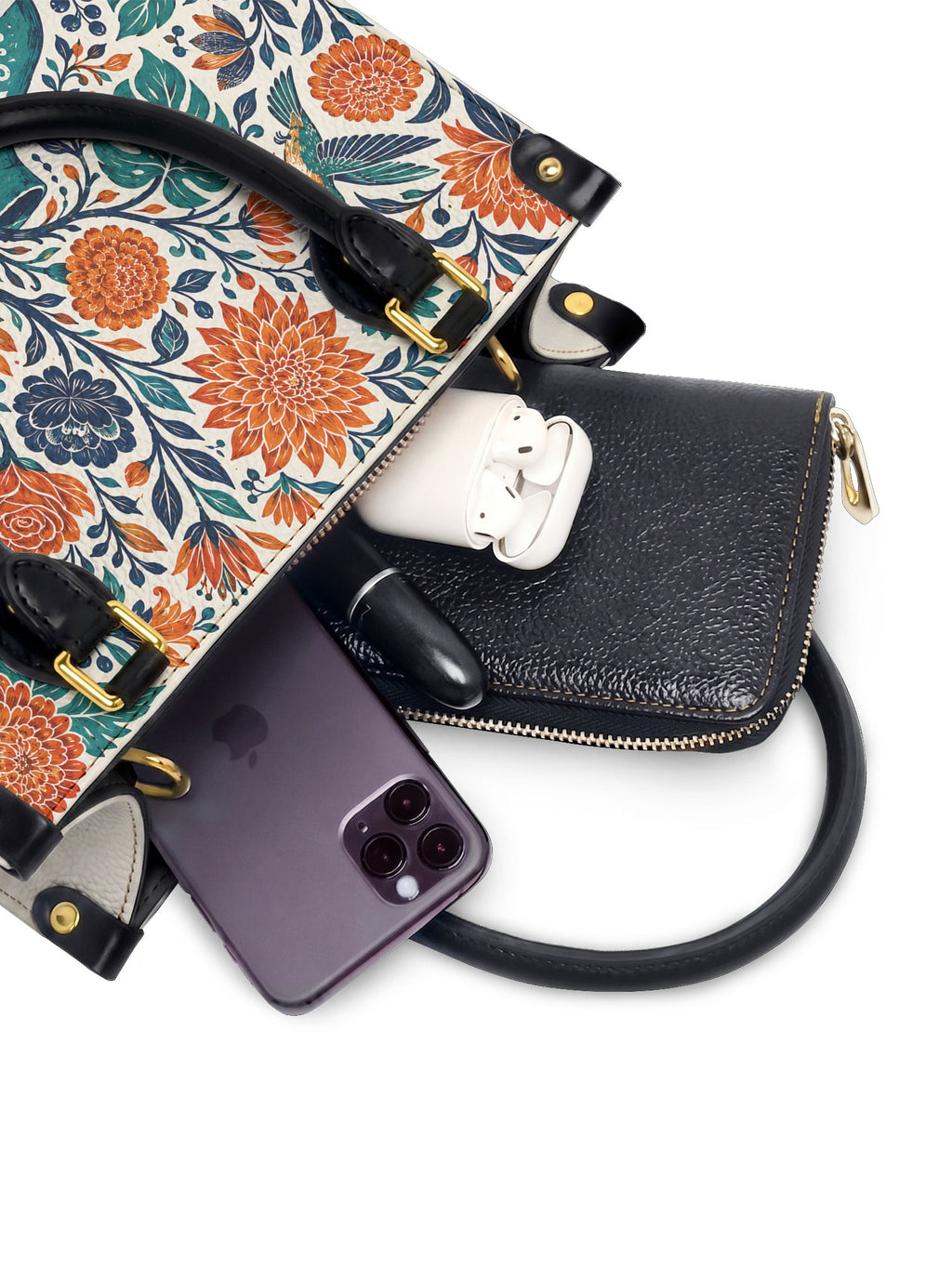 "De mis heridas nacen flores" ver.1 Small Leather Handbag - interior | Paleta Bags