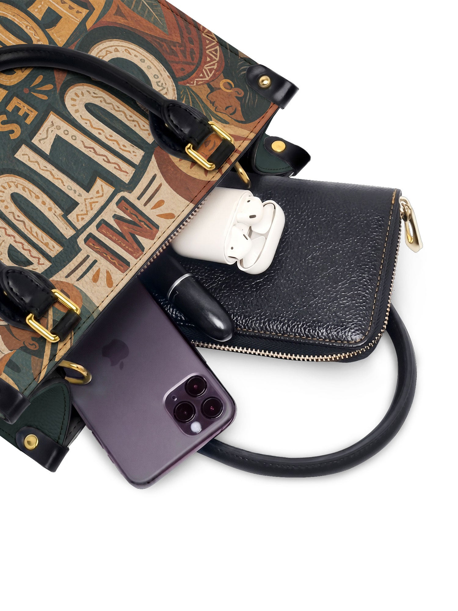 "Mi cultura es mi fortaleza" ver.1 Small Leather Handbag - interior | Paleta Bags