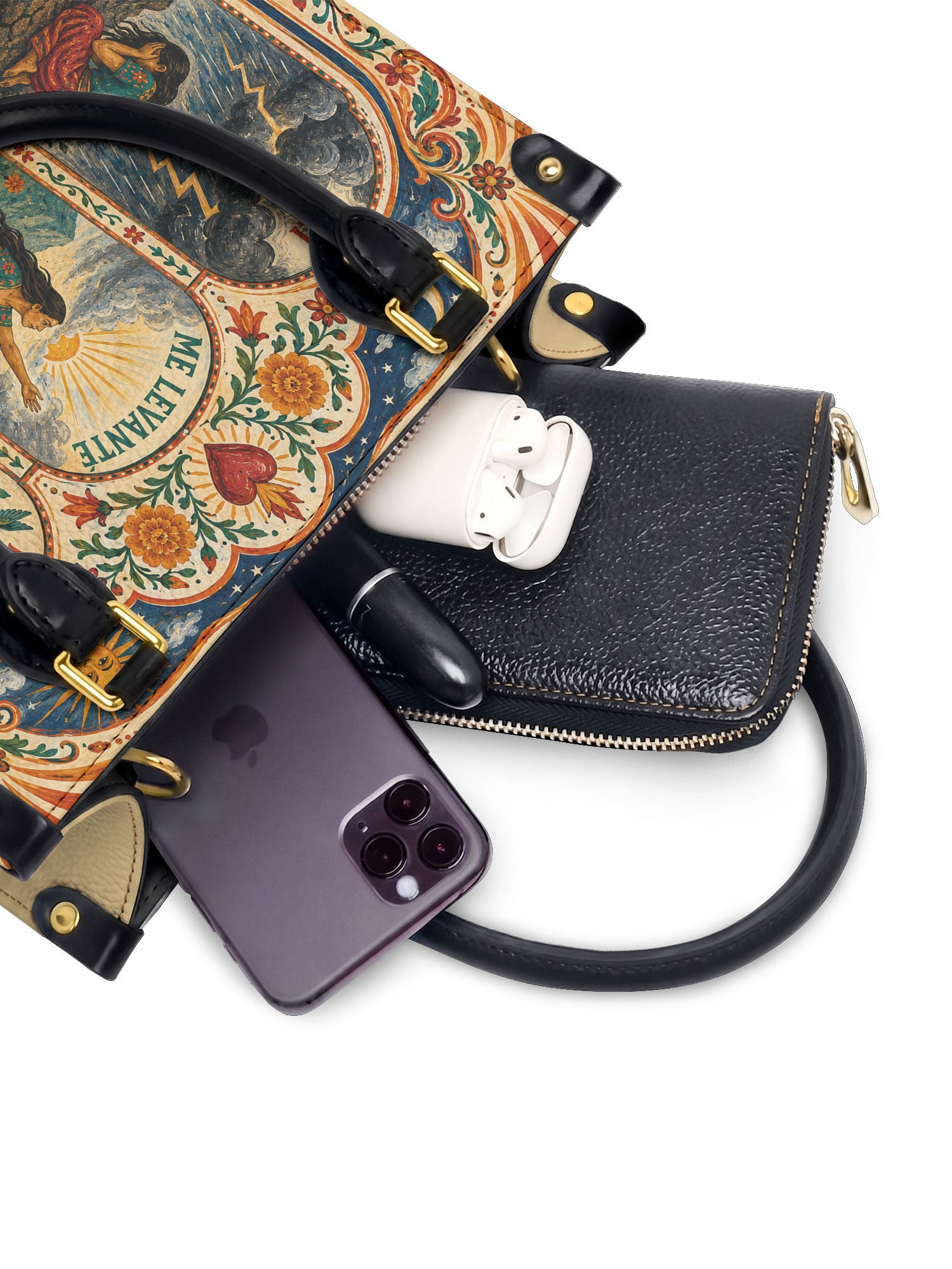 "Caí, me levanté, florecí" ver.1 Small Leather Handbag - interior | Paleta Bags