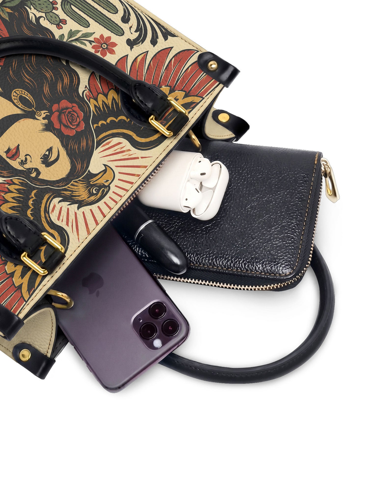 "El dolor me enseñó a ser fuerte" ver.3 Small Leather Handbag - interior | Paleta Bags