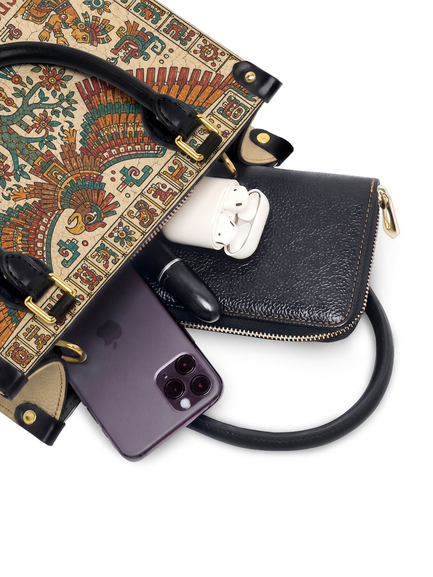 "Raíces profundas, alas libres" ver.5 Small Leather Handbag - interior | Paleta Bags