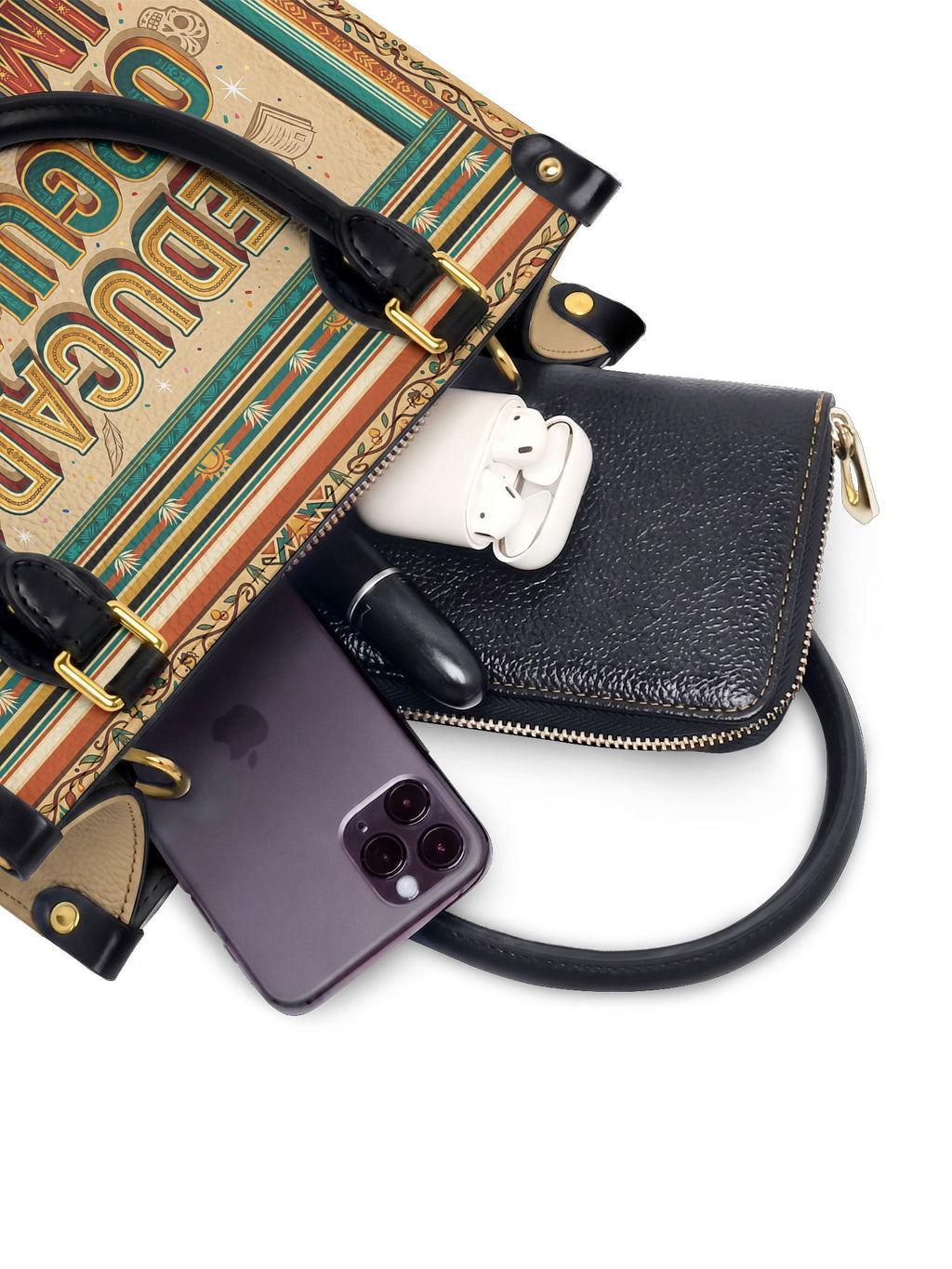 "Educada. Orgullosa. Imparable" ver.4 Small Leather Handbag - interior | Paleta Bags