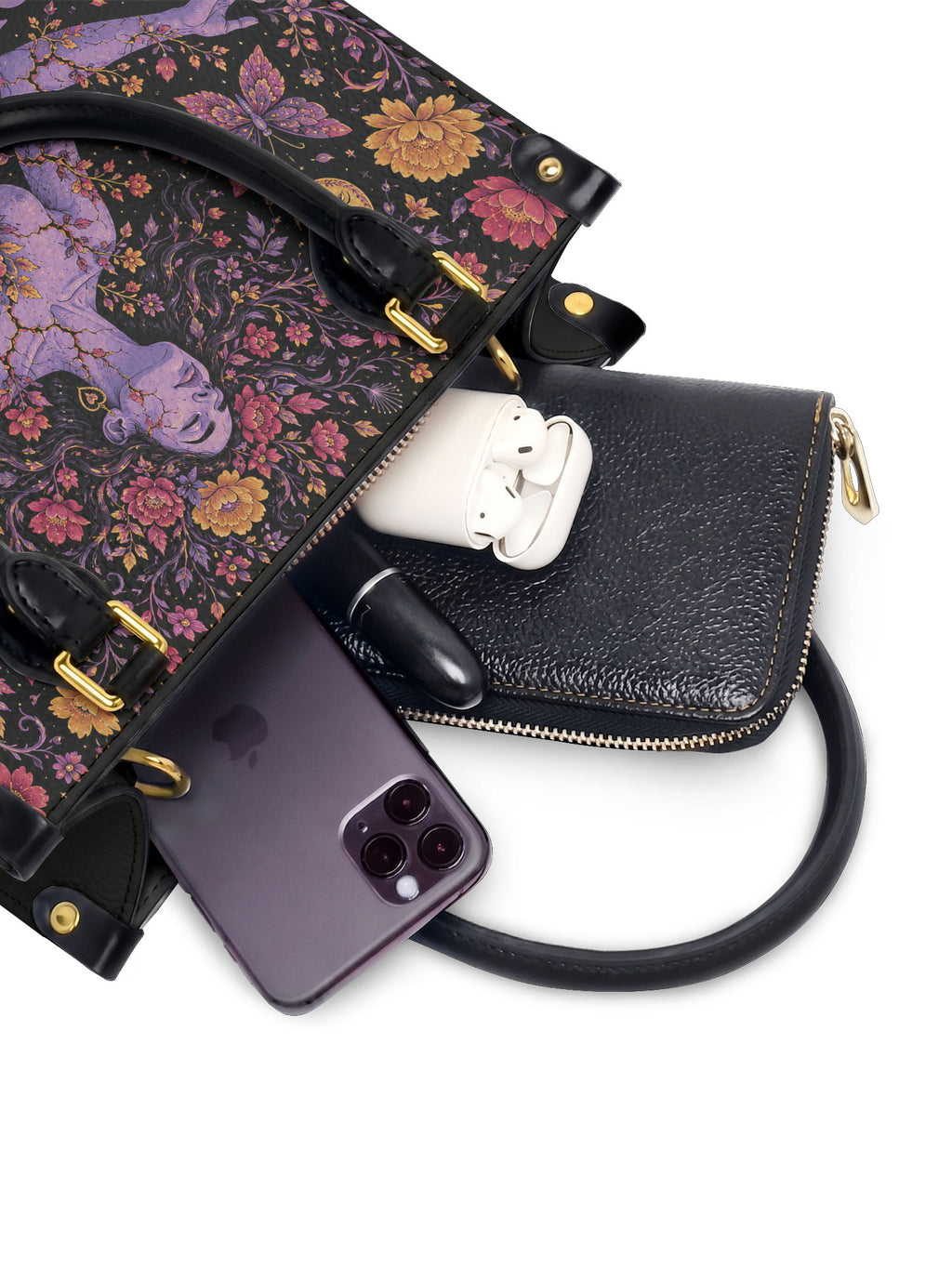 "De mis heridas nacen flores" ver.5 Small Leather Handbag - interior | Paleta Bags