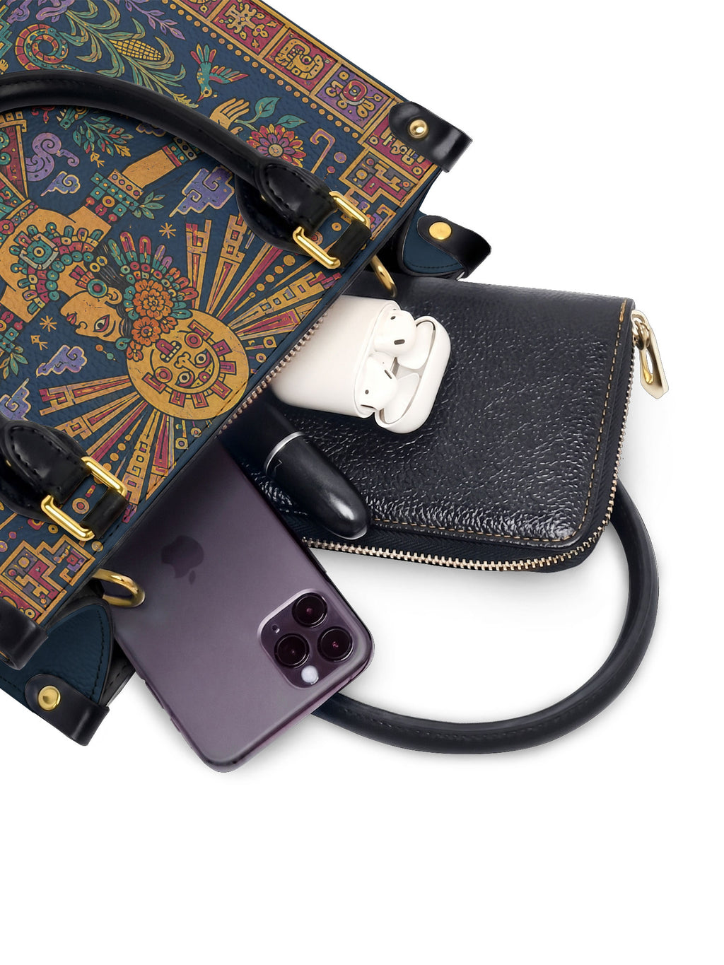 "Soy hija de la tierra" ver.2 Small Leather Handbag - interior | Paleta Bags