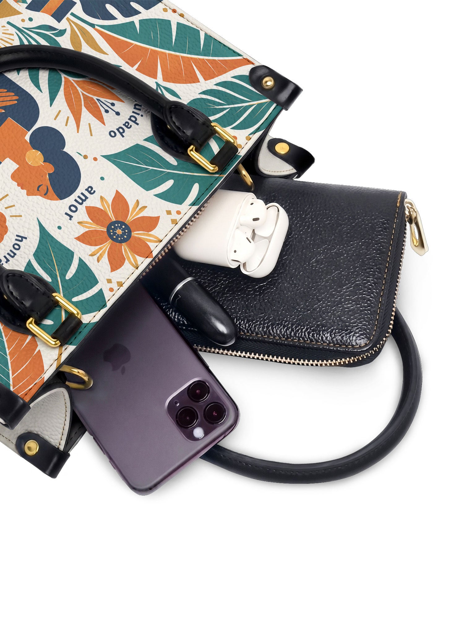 "Me cuido, me amo, me honro" ver.4 Small Leather Handbag - interior | Paleta Bags