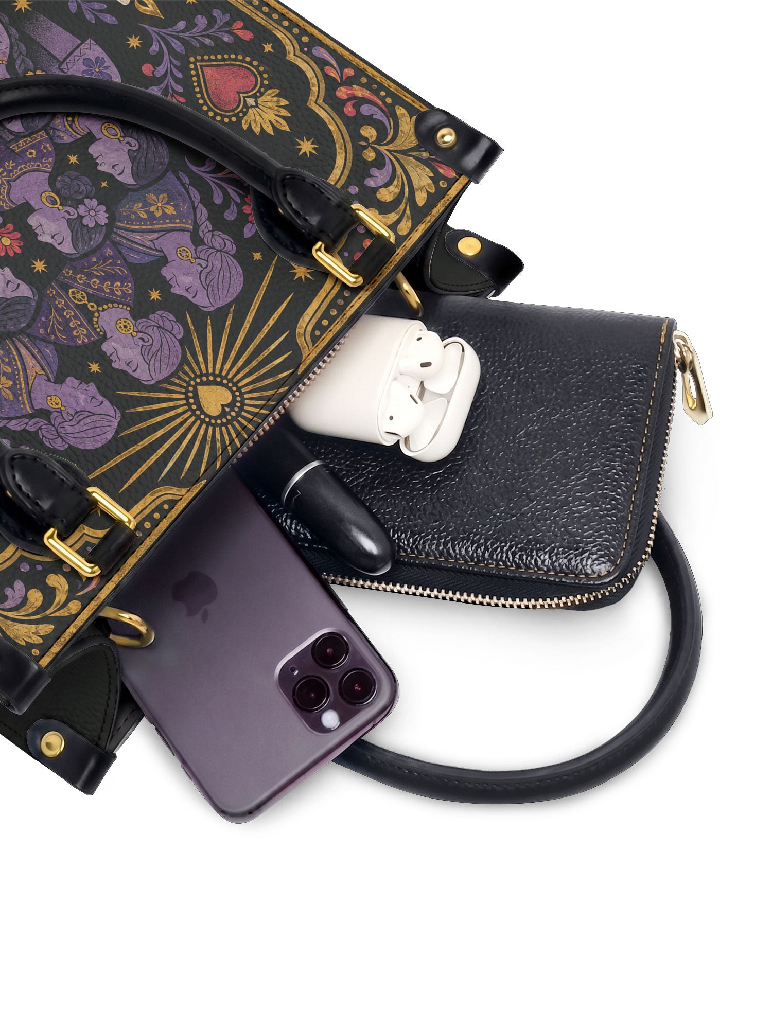 "Llevo a mis ancestros en la sangre" ver.3 Small Leather Handbag - interior | Paleta Bags