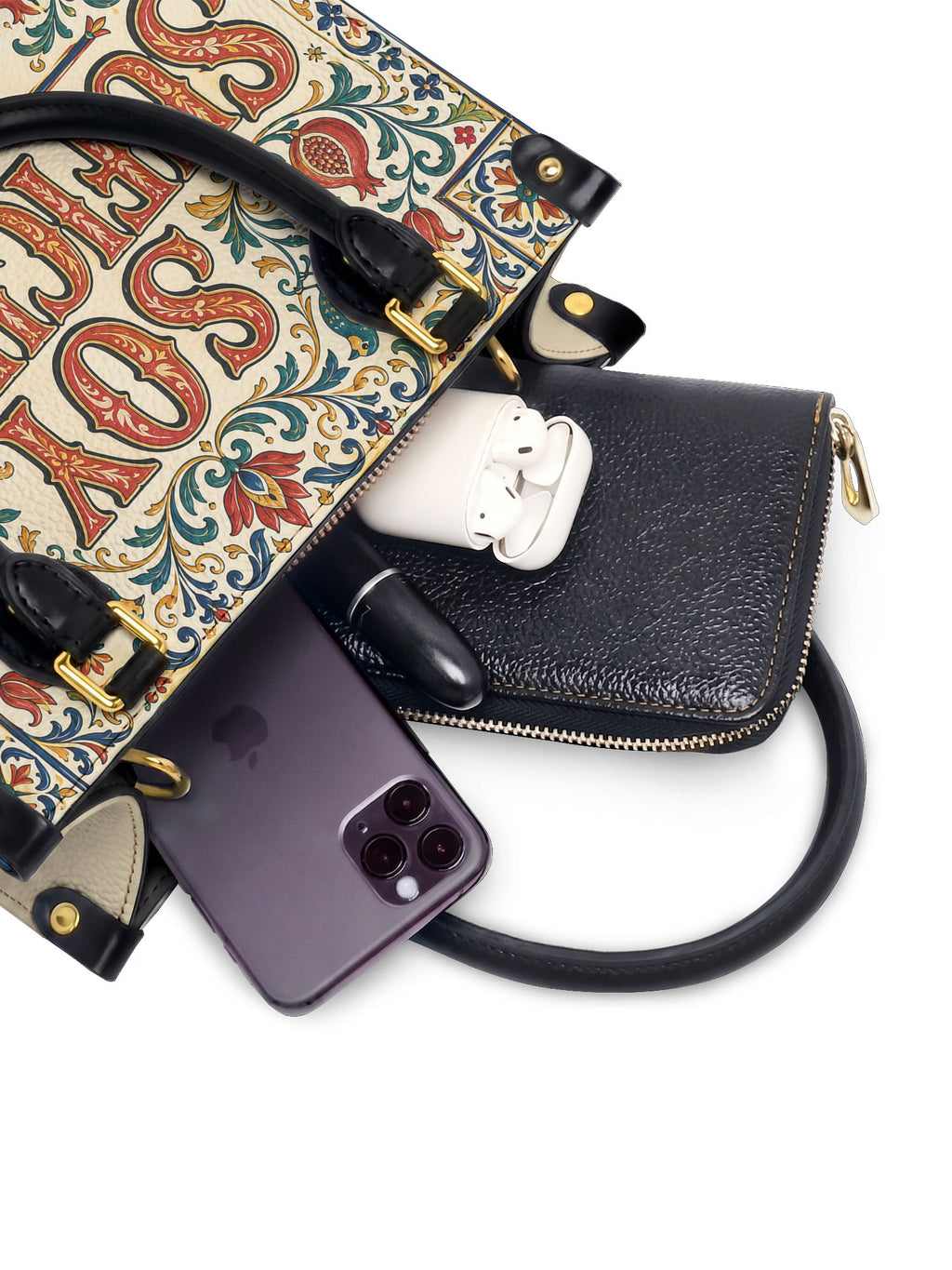 "Soy suficiente, tal y como soy" ver.1 Small Leather Handbag - interior | Paleta Bags