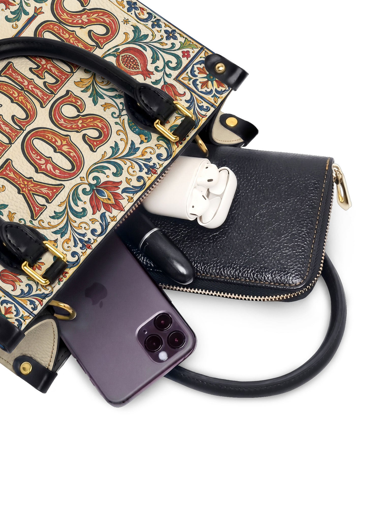 "Soy suficiente, tal y como soy" ver.1 Small Leather Handbag - interior | Paleta Bags