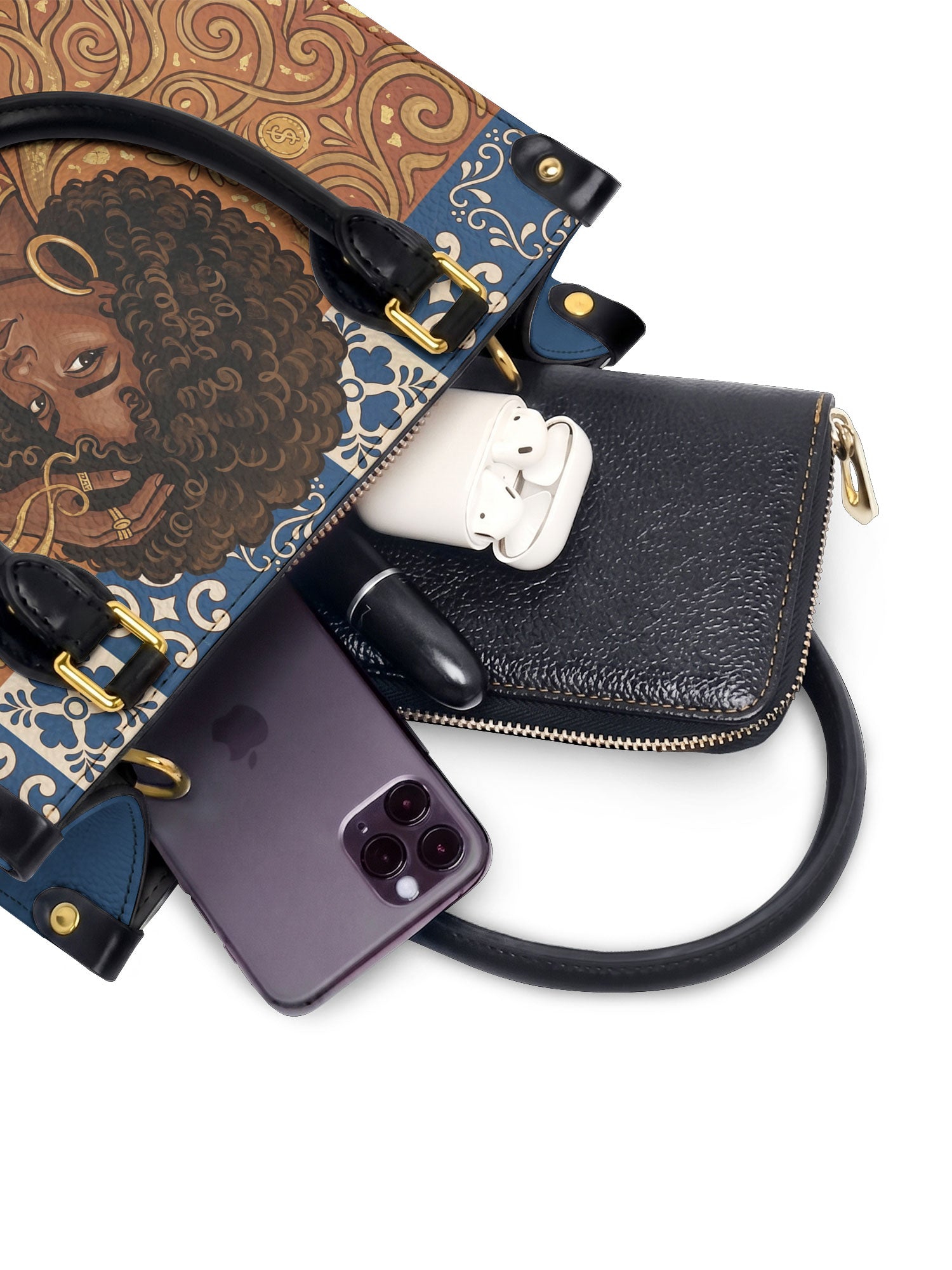 "Mi Raíz es Oro" ver.1 Small Leather Handbag - interior | Paleta Bags