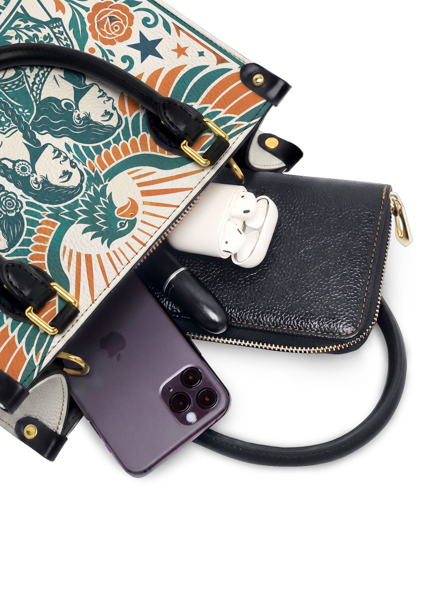 "Llevada por mujeres que inspiran" ver.3 Small Leather Handbag - interior | Paleta Bags