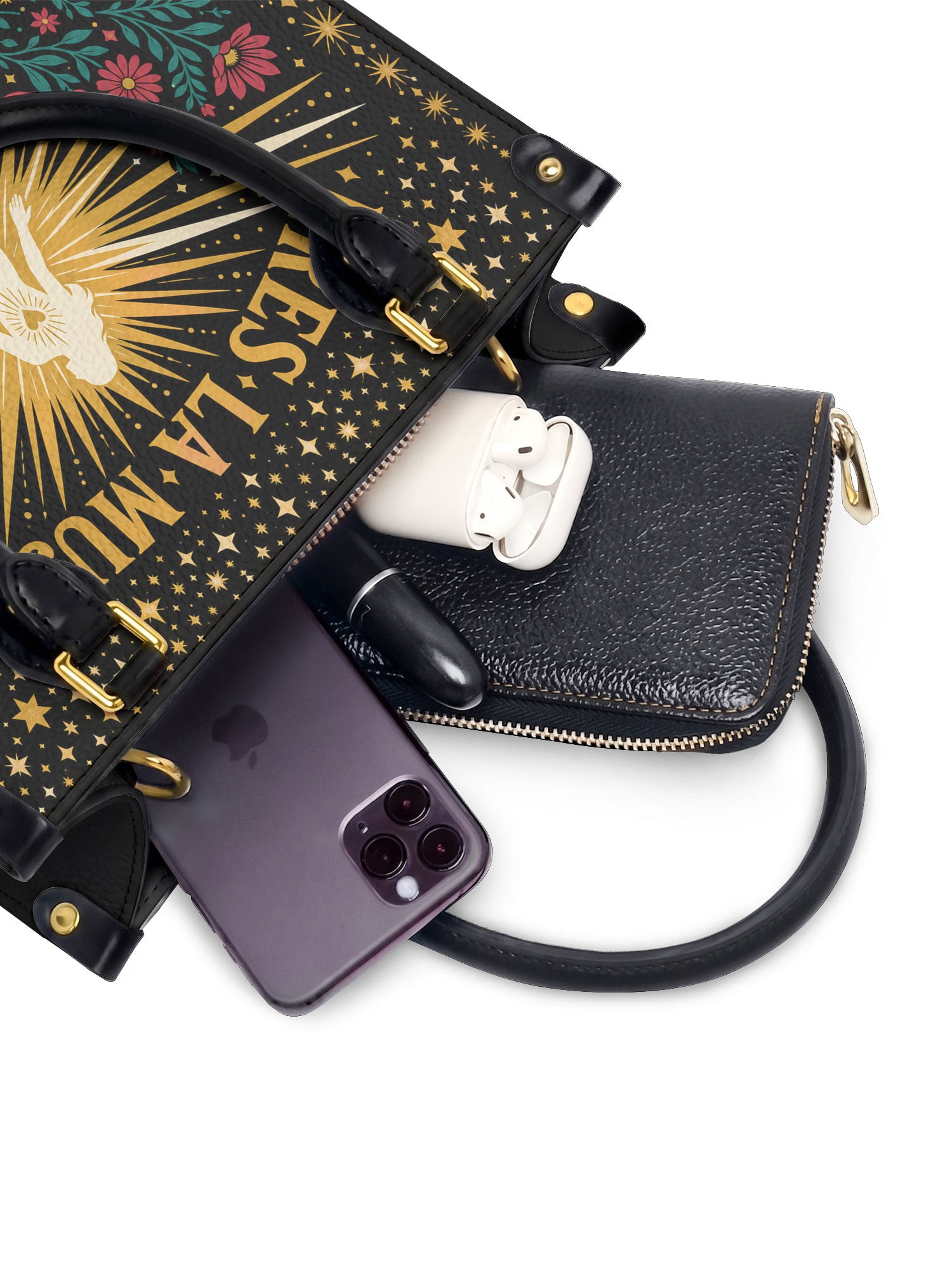 "Eres la mujer que alguna vez soñaste ser" ver.9 Small Leather Handbag - interior | Paleta Bags