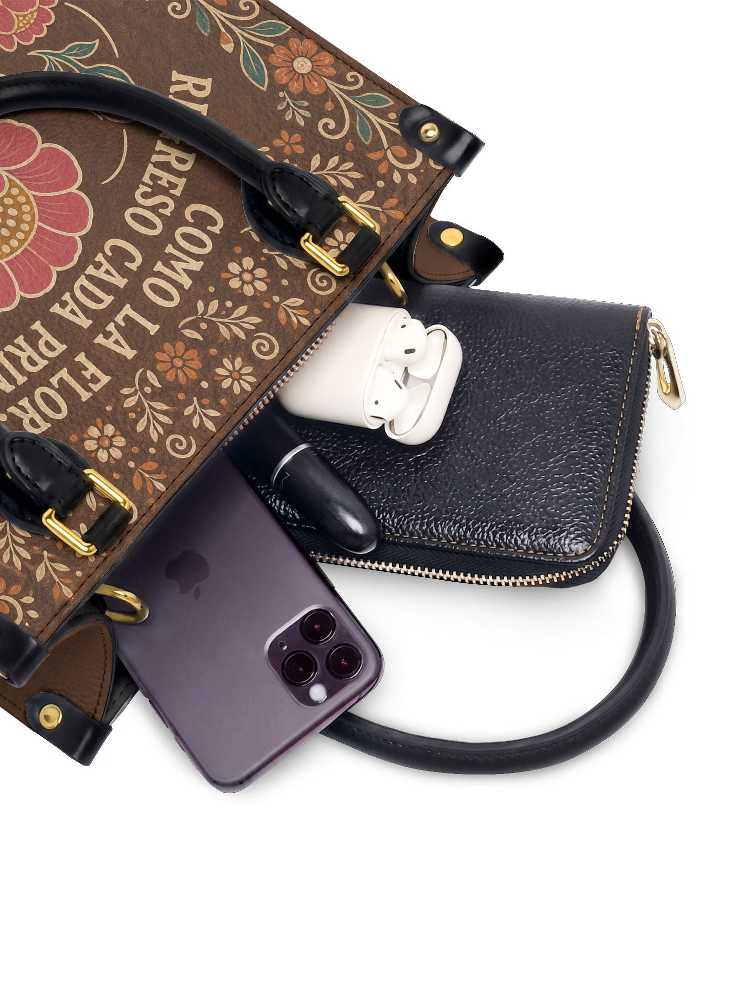"Como la flor, regreso cada primavera" ver.4 Small Leather Handbag - interior | Paleta Bags