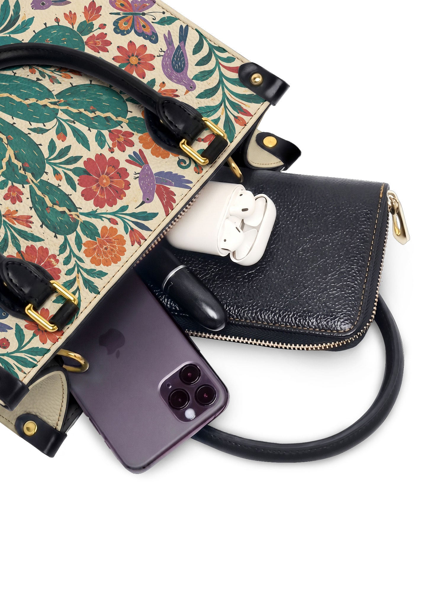 "De mis heridas nacen flores" ver.4 Small Leather Handbag - interior | Paleta Bags