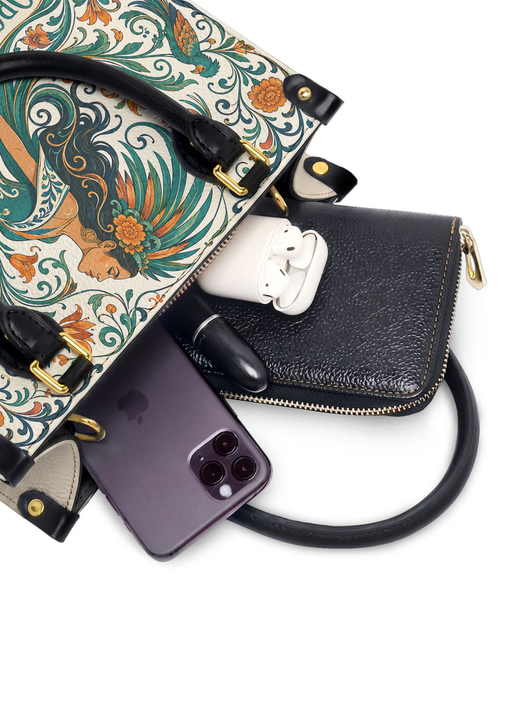 "Orgullosa de donde vengo" ver.3 Small Leather Handbag - interior | Paleta Bags