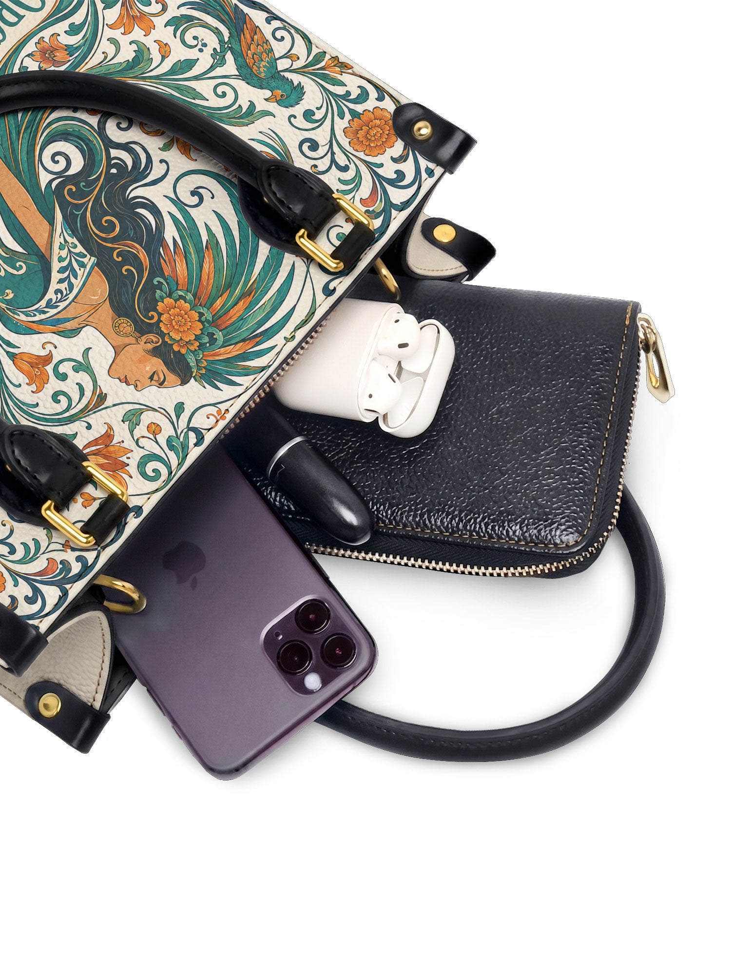 "Orgullosa de donde vengo" ver.3 Small Leather Handbag - interior | Paleta Bags