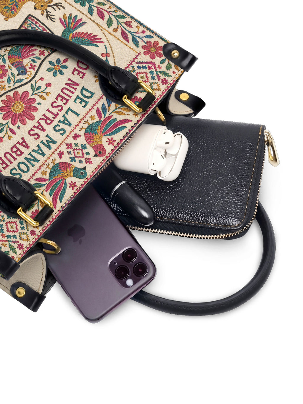 "De las manos de nuestras abuelas a las nuestras" ver.1 Small Leather Handbag - interior | Paleta Bags