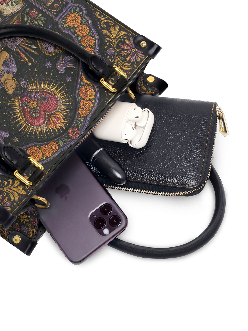 "Hecha a mano, hecha con amor" ver.5 Small Leather Handbag - interior