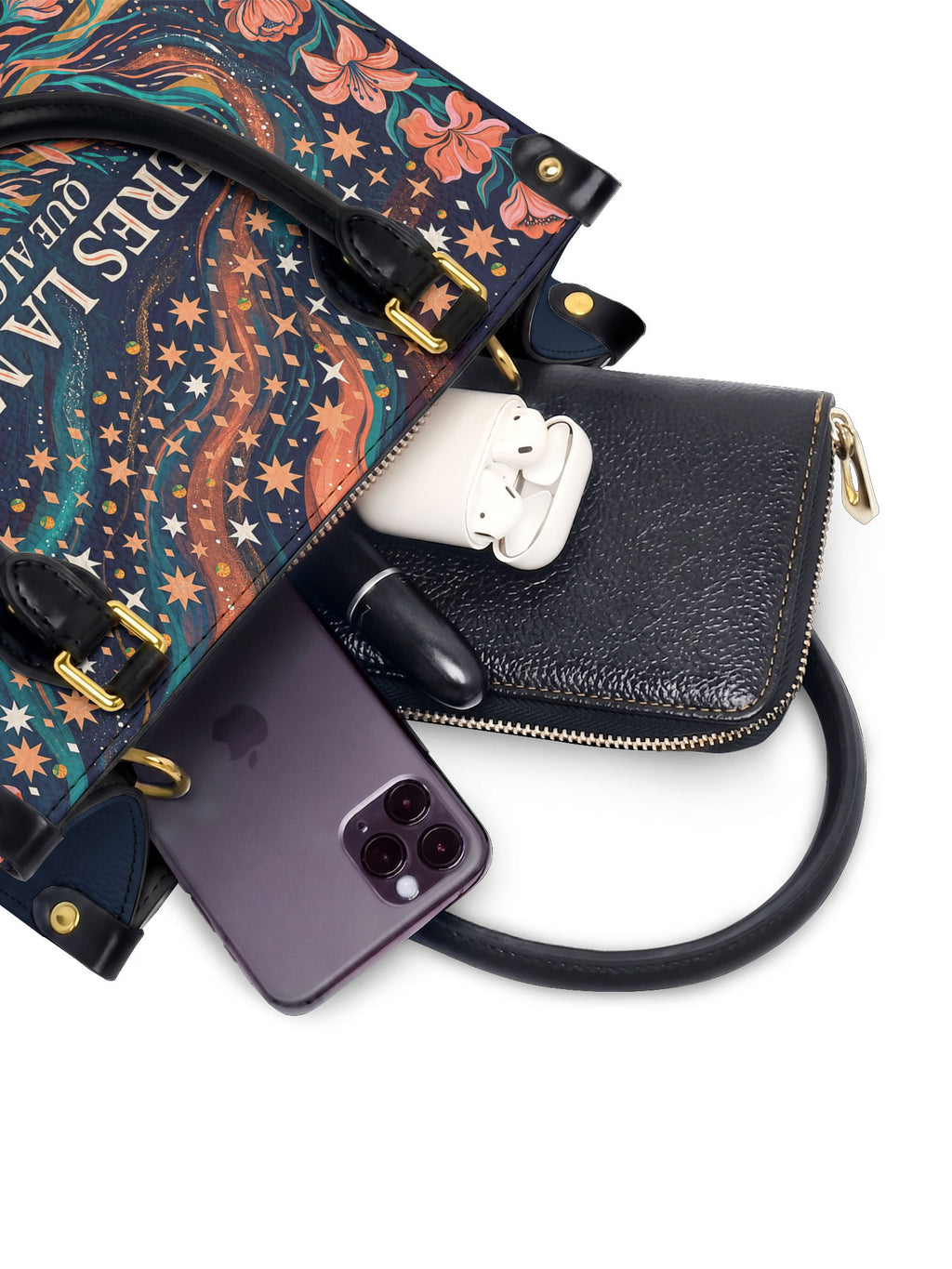 "Eres la mujer que alguna vez soñaste ser" ver.5 Small Leather Handbag - interior | Paleta Bags