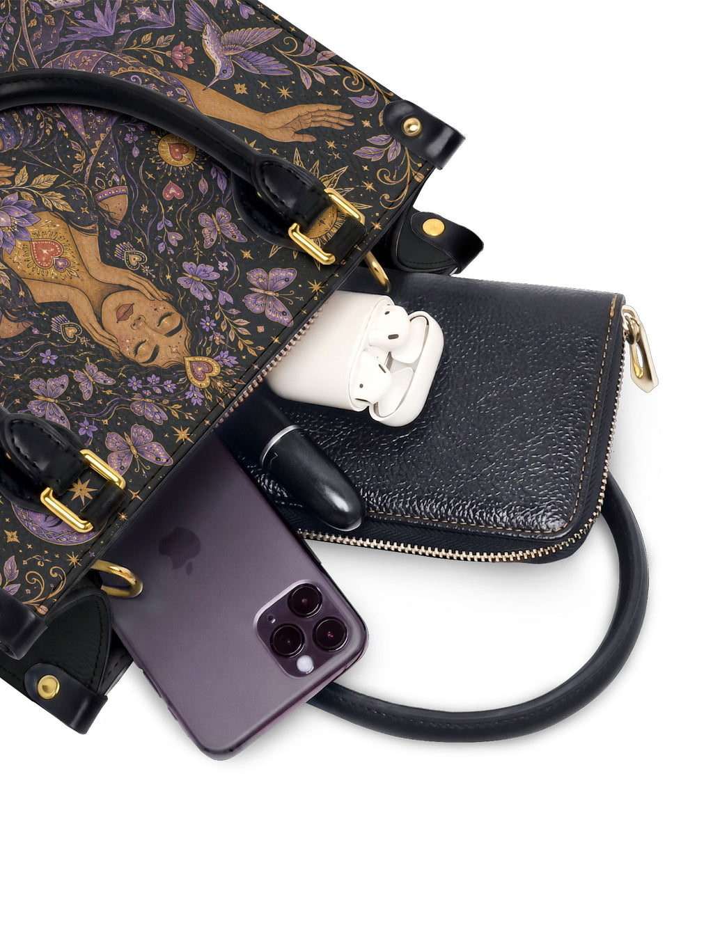 "Me cuido, me amo, me honro" ver.2 Small Leather Handbag - interior | Paleta Bags