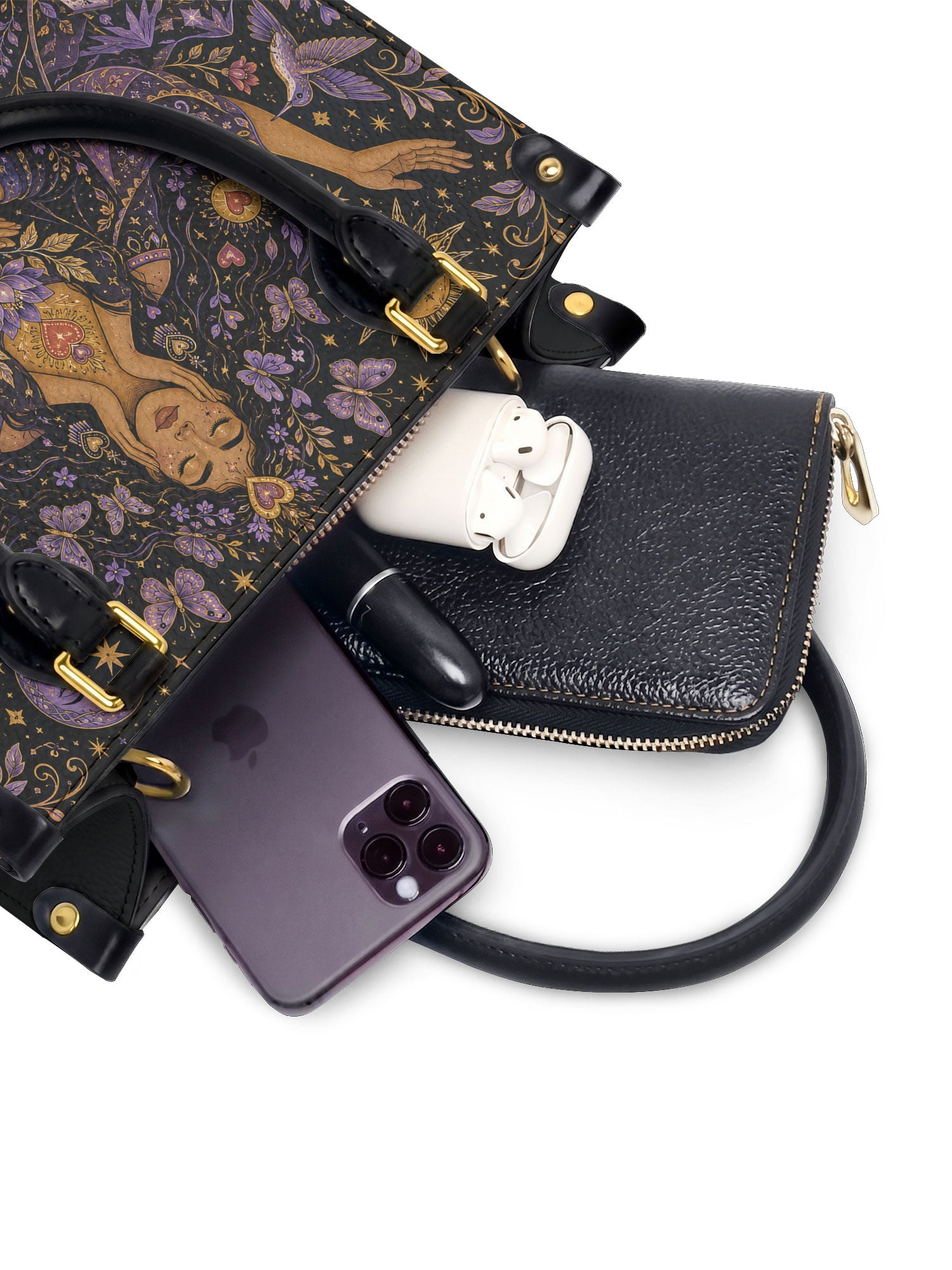 "Me cuido, me amo, me honro" ver.2 Small Leather Handbag - interior | Paleta Bags