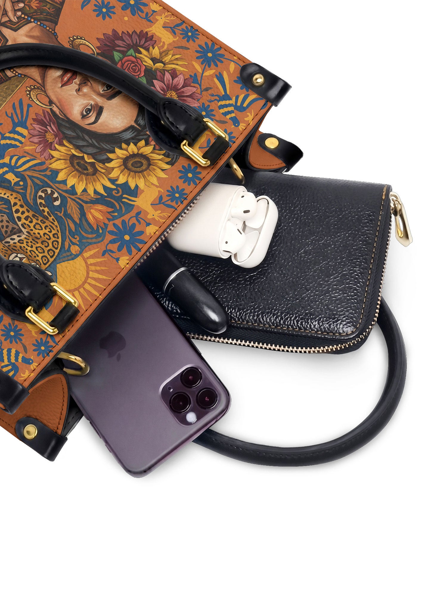 "Soy Fuerte" ver.2 Small Leather Handbag - interior | Paleta Bags