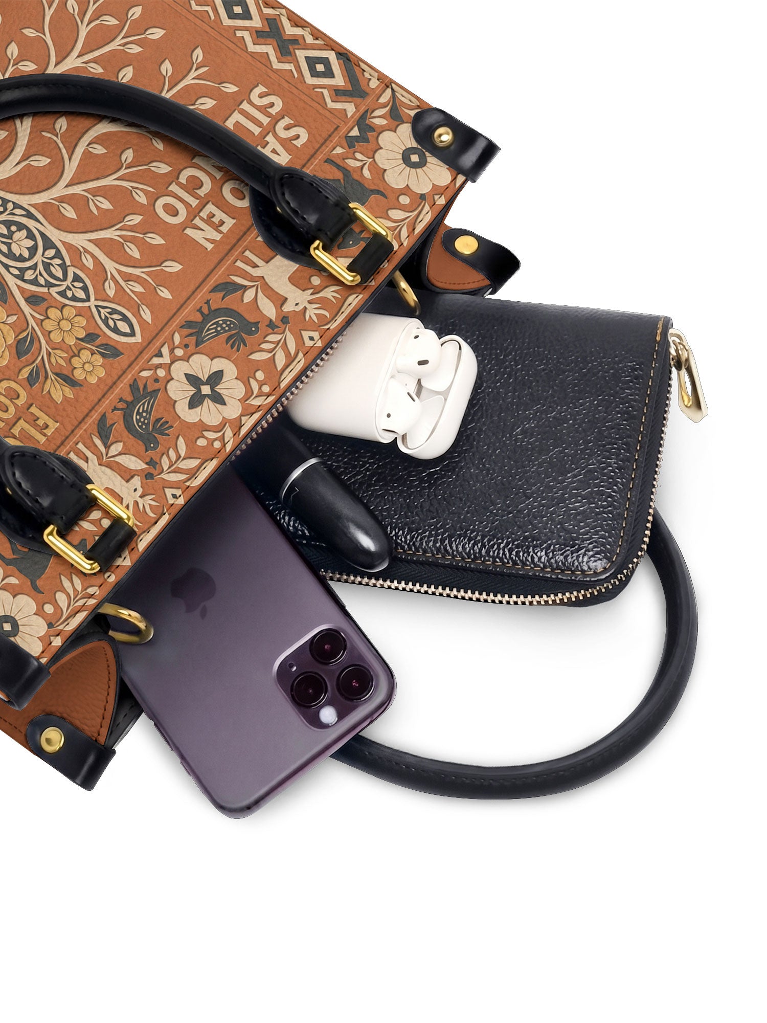 "Sanó en silencio, floreció con fuerza" ver.4 Small Leather Handbag - interior | Paleta Bags