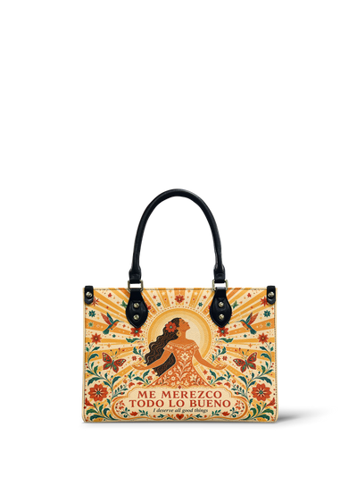 "Me merezco todo lo bueno" ver.4 Small Leather Handbag
