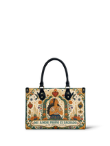 "Mi amor propio es sagrado" ver.1 Small Leather Handbag