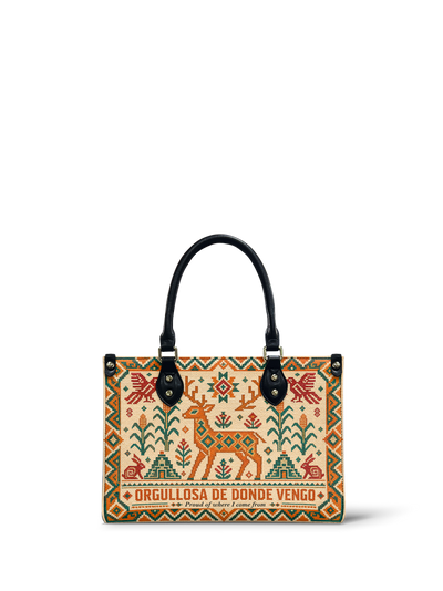 "Orgullosa de donde vengo" ver.1 Small Leather Handbag