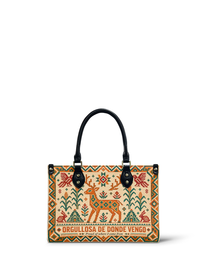 "Orgullosa de donde vengo" ver.1 Small Leather Handbag