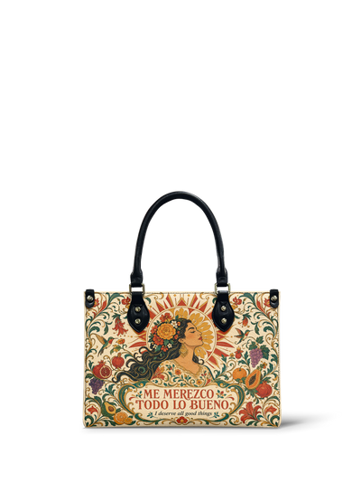 "Me merezco todo lo bueno" ver.3 Small Leather Handbag