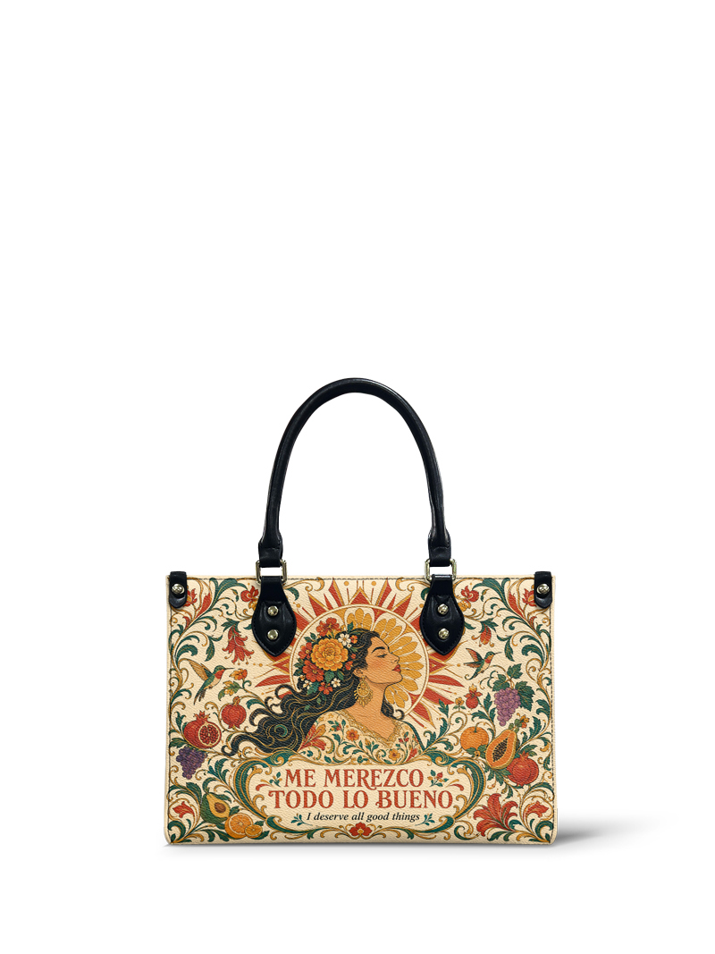 "Me merezco todo lo bueno" ver.3 Small Leather Handbag