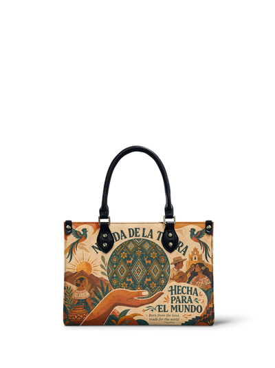 "Nacida de la tierra, hecha para el mundo" ver.1 Small Leather Handbag
